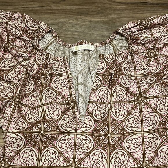 Marie Oliver Kara Dress SZ Small Mini Ruffle Nouveau Mosaic 100% Cotton - Picture 4 of 13